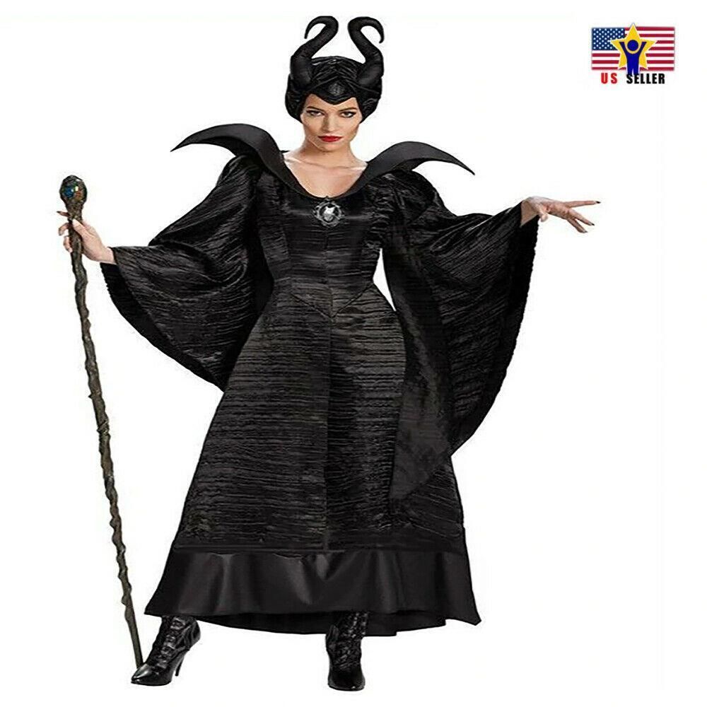 Christening Gown Cape Black Witch Queen Maleficent Halloween Costume Size Small